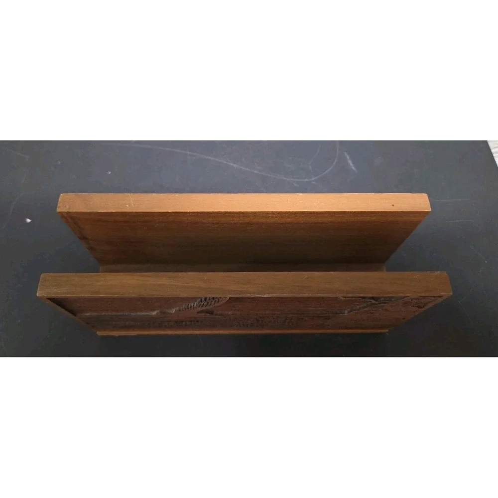 LASER ENGRAVED BIRD OCEAN CLIFF BEACH WALNUT LETTER ENVELOPE HOLDER E8